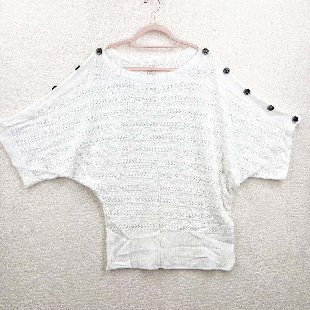VERTIGO PARIS Angora Wool blend White Buttons Sweater White Buttons Size L NEW